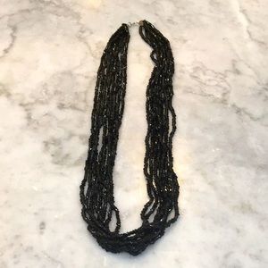 NECKLACE -NEW- HIGH QUALITY SPARKLING BLACK BEADED